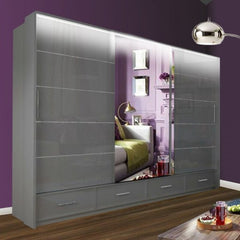 SYCYLIA 255cm Sliding Wardrobe with Mirror Door – Fast UK Delivery