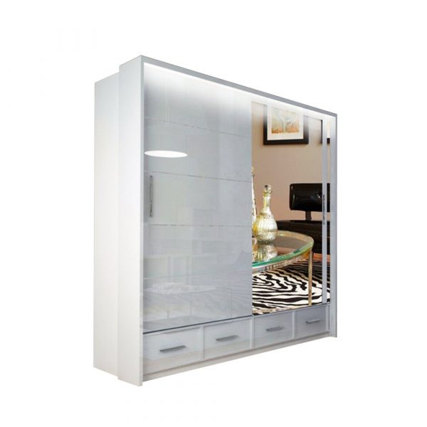 SYCYLIA 205cm Sliding Wardrobe with Mirror Door – Fast UK Delivery