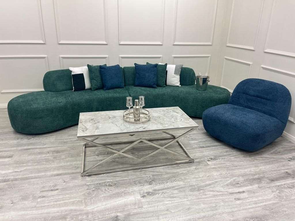 Solid Furniture LTD UK Fabric Miami Curved Cinema Boucle Sofa