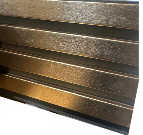 Wood Effect Slatted Veneer Gold / Black Wall Panels