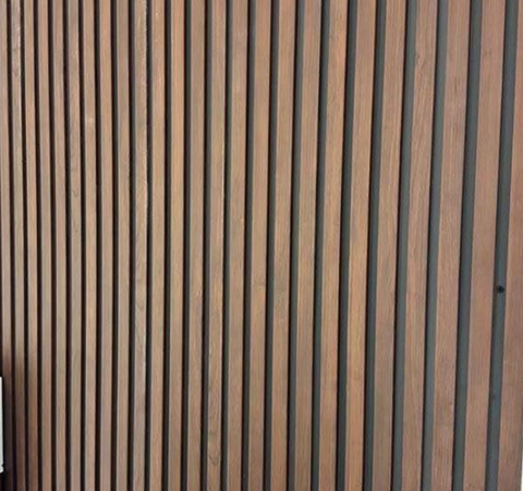 Wood Effect Slatted Veneer Dark Oak Wall Panels