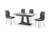 Zermatt 120cm Grey Ceramic Dining Table with 4 Grey Fabric Chairs - Modern UK Dining Set