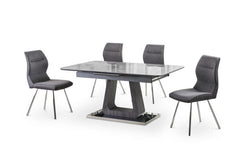 Zermatt 120cm Grey Ceramic Dining Table with 4 Grey Fabric Chairs - Modern UK Dining Set