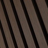 Acoustic slatted large wall panel in walnut, 60 by 280 cm, sound-absorbing wall panel for home and office | Solid Furniture UK