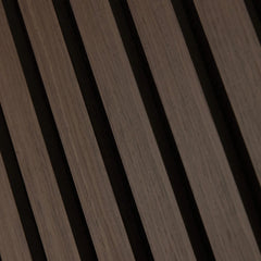 Acoustic slatted large wall panel in walnut, 60 by 280 cm, sound-absorbing wall panel for home and office | Solid Furniture UK