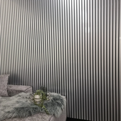 Waterproof Silver/Black Slatted Wall Panels – WPC Wood Effect | Fast UK Delivery