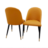 Tan Alba Leather Dining Chair with modern ribbed back design by Solid Furniture UK