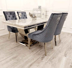 Arial Dining Table with Majestic Dark Grey Chairs - SOLID FURNITURE LTD
