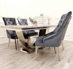 Arial Dining Table with Majestic Dark Grey Chairs - SOLID FURNITURE LTD