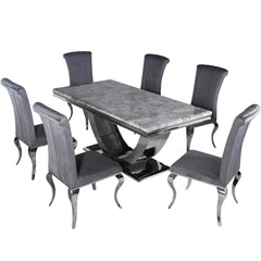 Grey ceramic dining table with smooth matte finish designed for a modern home interior. solid furniture UK