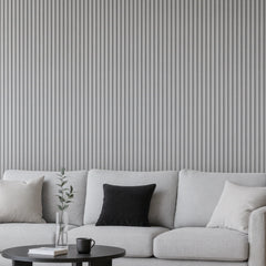 Ash Grey Wave Wall Panels installed on a modern living room feature wall solid furniture uk