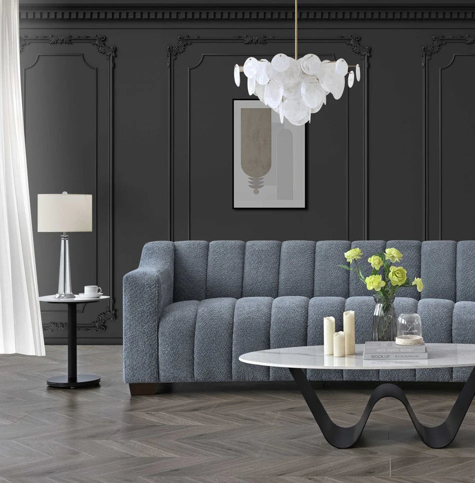 Astoria 3 seater sofa in iron bouclé fabric modern luxury living room sofa UK solid furniture UK