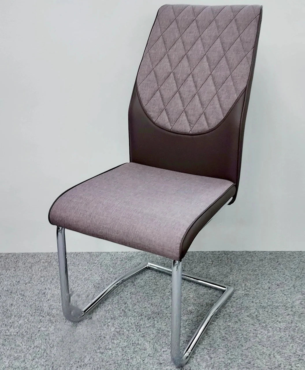 Atlantis Dining Chair Set of 2 main view by Solid Furniture UK with modern grey and brown upholstery design