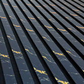 Premium 60x240cm Beige Gold Marble acoustic wall panels by Solid Furniture LTD with striking black base and elegant gold veining