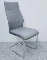 Berlin Grey Dining Chair UK back view showing high supportive backrest, premium grey finish, and modern chrome cantilever base for UK homes from Solid Furniture UK