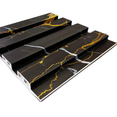 Black and gold marble effect WPC wall panels 15x240cm waterproof close-up – Solid Furniture UK
