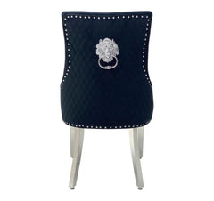 Black Majestic velvet dining chairs from Solid Furniture UK – back view showing structure and finishing detail