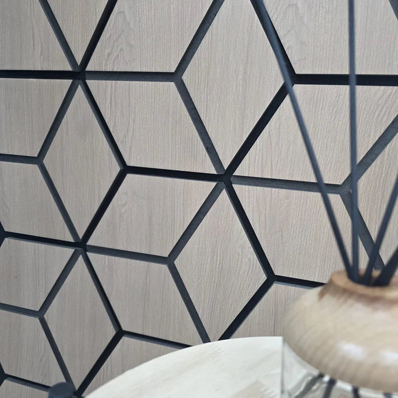 Blocks Wall Panel walnut 60x240cm UK main view showing modern slatted acoustic design. solid furniture UK