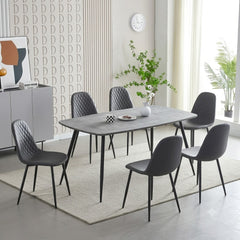 Modern 6-seater Boston dining set with faux marble table and 6 matching chairs installed in a stylish dining room by Solid Furniture UK, showcasing a modern and elegant dining space.