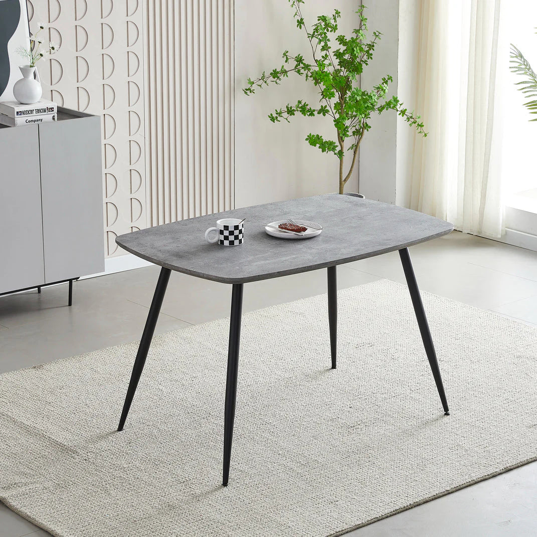Boston 120cm modern faux marble dining table main view by Solid Furniture UK featuring a stylish marble-effect tabletop and durable steel frame.