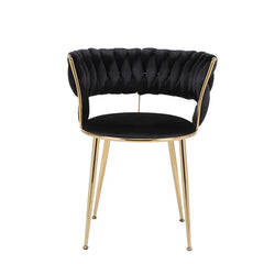 Camellia velvet dining chair set of 2 in black and gold main view from Solid Furniture UK