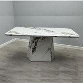 Capri grey and white marble effect dining table main view showing modern 160cm rectangular dining table design for UK homes