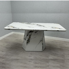 Capri grey and white marble effect dining table main view showing modern 160cm rectangular dining table design for UK homes