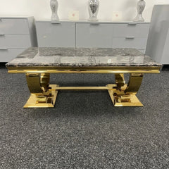 Chelsea 120cm black marble coffee table with gold frame | Solid Furniture UK