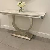 Chelsea 120cm Console Table with marble or ceramic top and chrome frame by Solid Furniture UK