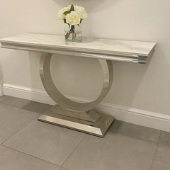 Chelsea 120cm Console Table with marble or ceramic top and chrome frame by Solid Furniture UK