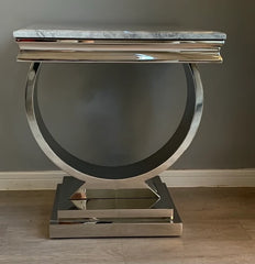 Chelsea 50cm lamp table with polished chrome base | Solid Furniture UK