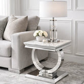 Chelsea 50x50cm lamp table with marble or ceramic top in a living room | Solid Furniture UK