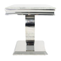 Chelsea lamp table polished chrome base side view | Solid Furniture UK