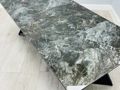Chicago black and gold ceramic coffee table top view showing the smooth ceramic surface | Solid Furniture UK