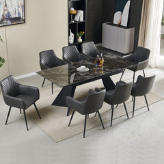 Chicago extending ceramic dining table set black and gold with Stanford grey chairs luxury UK dining furniture