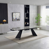 Grey ceramic Chicago dining set with matching grey upholstered chairs extendable dining table UK solid furniture uk