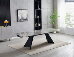 Grey ceramic extendable dining table Chicago model stylish dining room table UK solid furniture uk