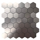Chrome hexagon mosaic wall tiles 30 x 30cm pack of 10 by Solid Furniture LTD main view showing sleek metallic geometric design