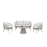 Cove 4 seater garden lounge set in natural finish with sofa, chairs, and coffee table for outdoor patio use solid furniture UK