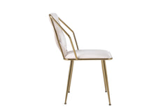Solid Furniture UK Daisy Cream Velvet Dining Chair Side View with Gold Frame Detail
