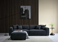 Dakota 4 seater bouclé sofa with chaise in modern luxury living room – feather filled contemporary sofa solid furniture UK