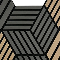 Side angle view of Dark Grey Wall Hanging Acoustic Panels highlighting their contemporary geometric design by Solid Furniture UK.