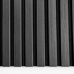 Original dark grey wall panels 60x240 by Solid Furniture UK showing true product appearance, matte finish, and slatted HDF design