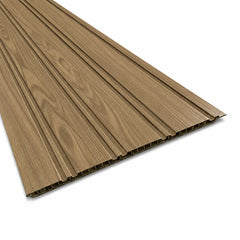 Full view of Dark Oak seamless WPC wall panels by Solid Furniture UK