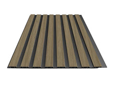 Dark Oak WPC wall panels with modern slatted design for walls and ceilings Sold Furniture UK
