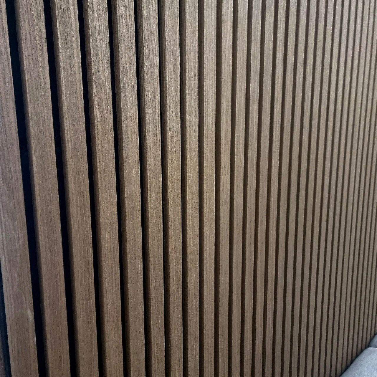 Real Wood Acoustic Slatted Wall Panels – Dark Oak (60×240 cm) | Fast UK Delivery