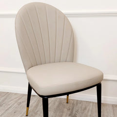 Etta beige leather dining chair main view at Solid Furniture UK