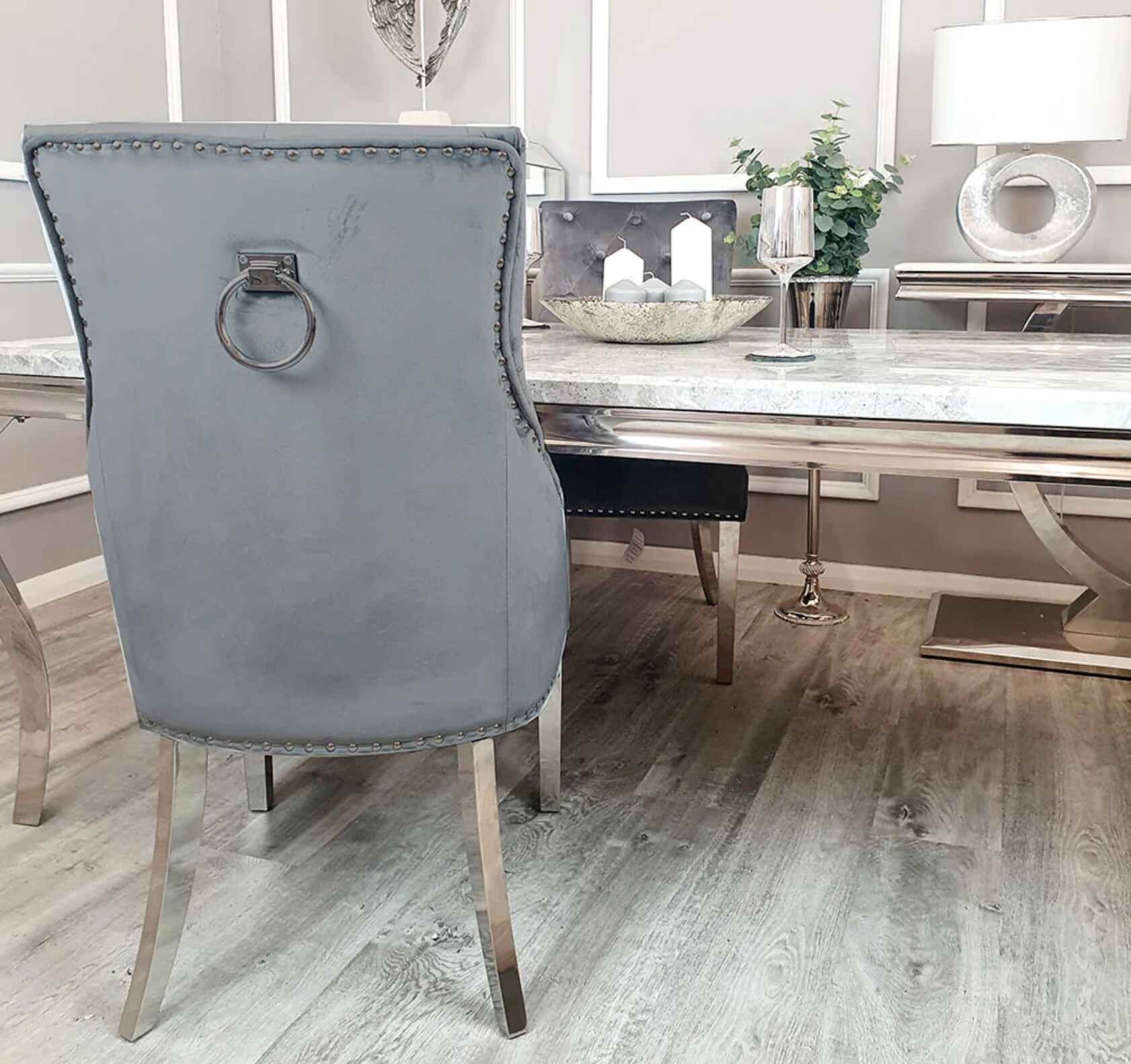 Duke Dark Grey Velvet Dining Chair SOLID FURNITURE