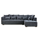 Gramercy luxury corner sofa in steel grey velvet fabric – modern L-shape sofa main view