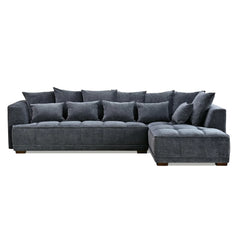 Gramercy luxury corner sofa in steel grey velvet fabric – modern L-shape sofa main view